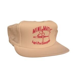 Vintage Mini-Matic Agri-Pro Livestock Farm Trucker Hat White Mesh Snapback
